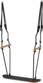 AIYAPLAY Balanço estilo skate infantil com altura ajustável, tábua antiderrapante, corda resistente à água, alças Preto | Aosom Portugal