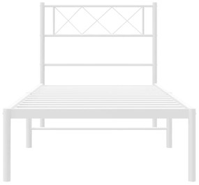 Estrutura de cama com cabeceira 100x190 cm metal branco