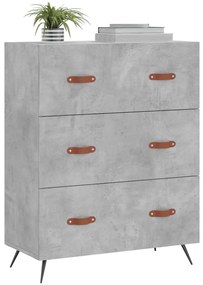 Cómoda 69,5x34x90 cm derivados de madeira cinzento cimento
