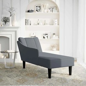 Chaise Lounge com apoio de braço direito veludo cinzento escuro