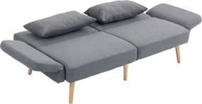 Sofá-cama de 3 lugares de design 170 (L) x 83 (P) x 80 (A) cm, com encosto reclinável e braços ajustáveis, em tecido cinzento com efeito de linho