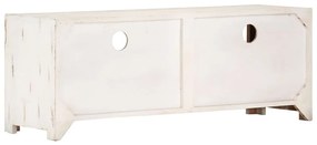 Móvel de TV madeira de acácia maciça 110x30x40 cm branco