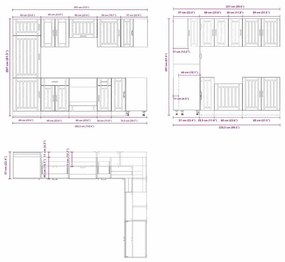 14 peças armário de cozinha conjunto Lucca concreto cinza