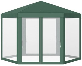 Outsunny Tenda Hexagonal Tenda de Jardim com Rede Mosquiteira Portas com Zíper e Orifícios de Drenagem 197x250 cm Verde | Aosom Portugal