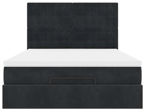 Estrutura de cama otomana com colchões 140x190 cm veludo preto