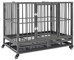 vidaXL Jaula para cães com rodas aço 102x72x85 cm