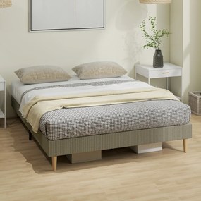 Estrutura de cama de 160 x 200 cm com base de ripas de madeira (COLCHÃO NÃO INCLUIDO), cama de casal estofada em veludo canelado, cinzenta