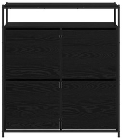 Gabinete de Sapatos com 4 Gavetas Basculantes Carvalho Preto 100x34x11