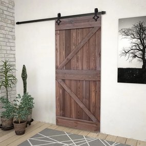 vidaXL Porta de correr com ferragens 100x210 cm pinho castanho-escuro