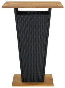 9 pcs conjunto de bar p/ jardim c/ almofadões vime PE preto