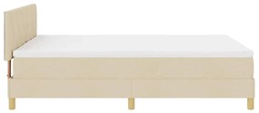 Cama Box Spring com Colchão &amp; LED Creme 140x190 cm Tecido
