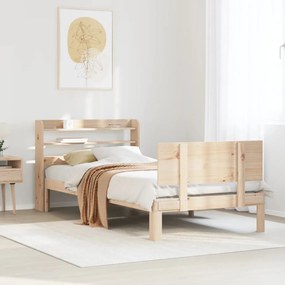 vidaXL Estrutura de cama com cabeceira 90x190 cm pinho maciço