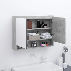 vidaXL Armário espelhado p/ casa de banho 80x15x60cm MDF cinza cimento