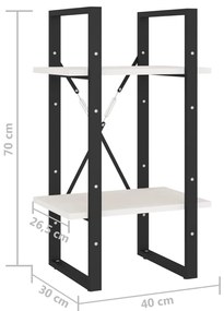 Estante com 2 prateleiras 40x30x70 cm pinho maciço branco