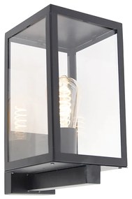 Candeeiro de parede exterior moderno preto com vidro 30 cm - Rotterdam