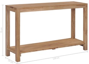 Mesa consola 120x35x75 cm madeira de teca maciça