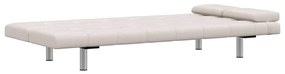 Sofá-cama ajustável c/ 2 almofadas couro artificial branco nata