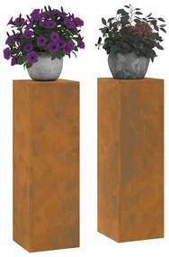 Suportes para Plantas ao Ar Livre Pilar 2 pcs 24x24x75 cm Aço Envelhec