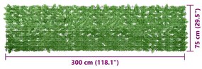Tela de varanda com folhas verdes 300x75 cm