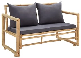 vidaXL Banco de jardim com almofadões 115 cm bambu
