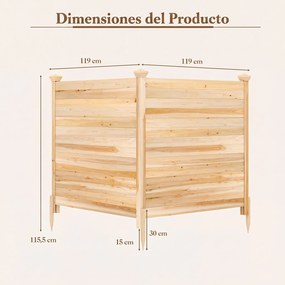 Conjunto de 2 Painéis de Privacidade para o Exterior  119 x 119 cm com Estacas Metálicas para Ar Condicionado, Caixote do Lixo de Jardim, Natural
