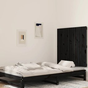 Cabeceira de parede 95,5x3x90 cm madeira de pinho maciça preto