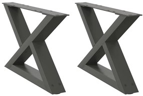Pés para mesa de centro 2 peças antracite 60x(30-31,3) cm aço