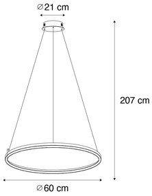 Candeeiro de suspensão bronze 60 cm incl. LED 3-níveis de dimmer - Girello Design