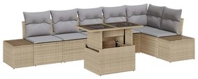 Sofá de Jardim Modular de 7 Peças com Almofadas Beges em Rattan Sintét