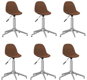 vidaXL Cadeiras de jantar giratórias 6 pcs tecido castanho