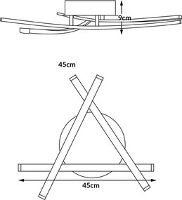 Candeeiro de teto LED Trekant com 3 lâmpadas 45 x 45 x 9 cm Prateado