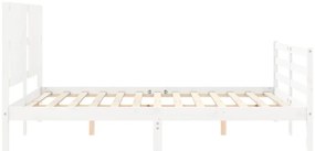 Estrutura de cama com cabeceira 160x200 cm madeira maciça