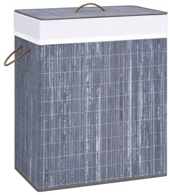 320742 vidaXL Cesto para roupa suja 100 L bambu cinzento