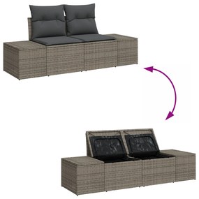 Conjunto de Sofás de Jardim de 6 Peças com Almofadas Cinza Vime PE