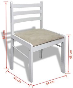 Cadeiras de jantar 6 pcs madeira maciça branco e veludo