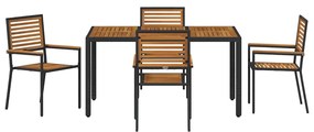 Conjunto de Jantar de Jardim vidaXL 5 Peças Preto de Rattan Poliéster