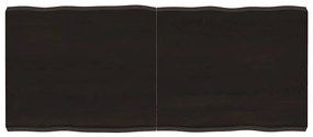 Tampo de mesa com bordas vivas maciço tratado castanho-escuro