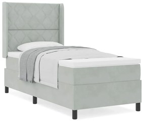 Cama Box com Colchão vidaXL Cinza Claro 90x190 cm Veludo
