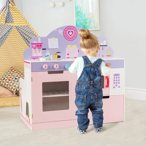 Cozinha infantil e brinquedo de restaurante com fogão, forno de microondas, puxadores e prateleira 92 x 50 x 93 cm