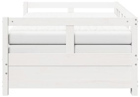 Sofá-cama c/ gavetão e colchões 90x190 cm pinho maciço branco
