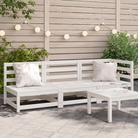 vidaXL Sofá de 3 lugares para jardim pinho maciço branco