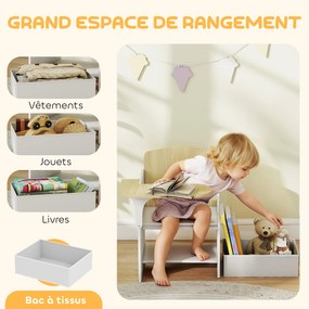 Secretária e cadeira para crianças com compartimento de arrumação, conjunto de mesa de atividades 2 em 1 para desenhar, ler e brincar, branco