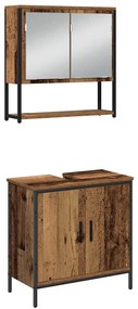 Conjunto de Móveis para Banheiro 4 Peças - Madeira Antiga - Madeira Co