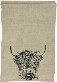 Corredor de mesa em linho Highland Cow
