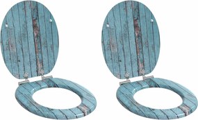 vidaXL Assento de Vaso Sanitário 2 pcs Azul 44 x 38 cm Placa de MDF