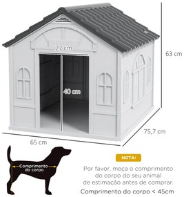 PawHut Casa para Cães 65x75,7x63 cm Casa para Cães com Janelas e Teto