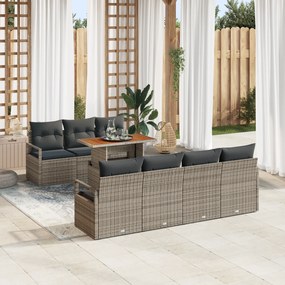 Conjunto de Sofá de Jardim vidaXL de 8 Peças com Almofadas em Rattan P