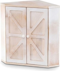 Caixa de pão de canto em bambu de dupla camada com prateleira ajustável 31 x 31 x 41 cm, e estilo rústico, para bancada de cozinha, branco Antigo