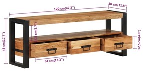 Móvel de TV 120x30x45 cm madeira de acácia maciça