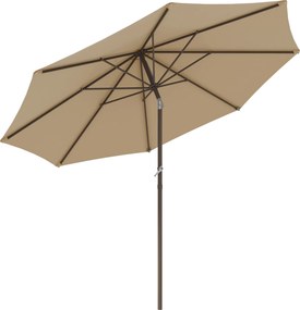 Outsunny Guarda-sol de jardim Ø 2,63 m metálico Redondo Poliéster 180g/m² manivela inclinável bege | Aosom Portugal